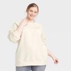 Women's Plus Size Fleece Pullover Sweatshirt - Universal Thread Cream