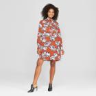 Women's Floral Print Long Sleeve Tie Neck Mini Dress - Who What Wear