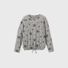 Girls' Long Sleeve Star Print Cozy Pullover T-shirt - Cat & Jack Gray