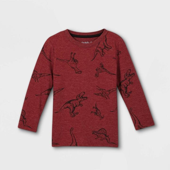 Toddler Boys' Jersey Knit Crew Neck Long Sleeve T-shirt - Cat & Jack Burgundy