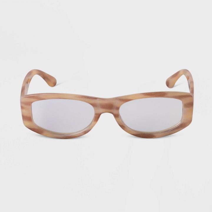 Women's Striped Cateye Blue Light Filtering Reading Glasses - A New Day Tan