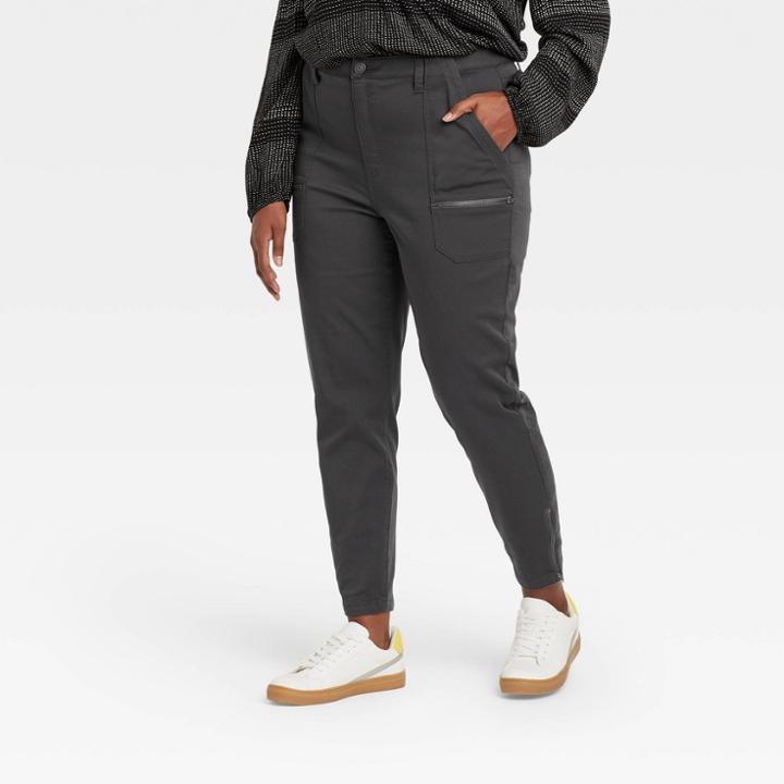 Women's Plus Size Mid-rise Utility Ankle Pants - Knox Rose Black