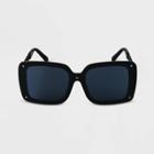 Women's Plastic Square Studded Sunglasses - A New Day Black