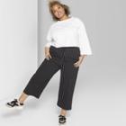 Women's Plus Size Striped High-rise Cropped Pants - Wild Fable Black/white
