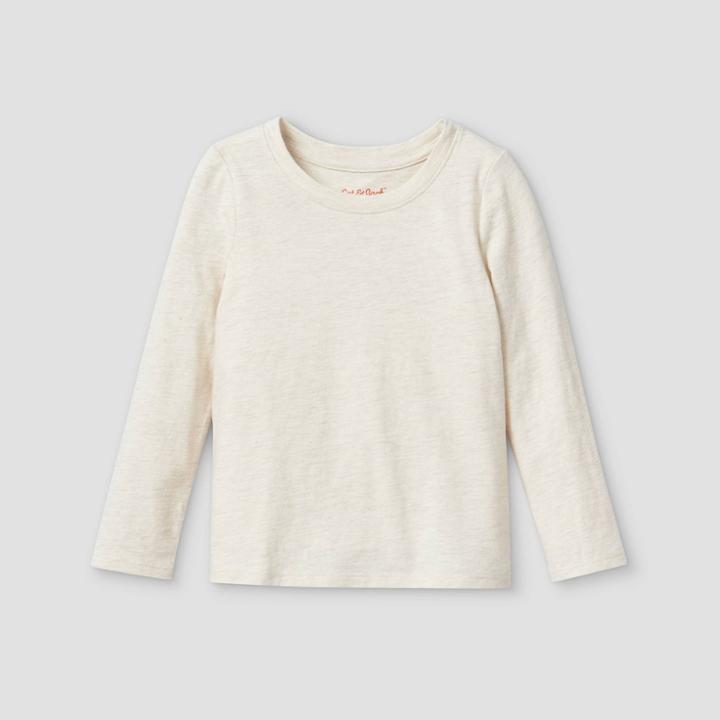 Toddler Girls' Solid Long Sleeve T-shirt - Cat & Jack Cream
