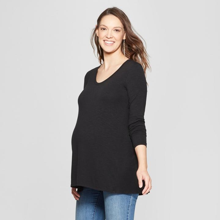 Maternity Relaxed Long Sleeve T-shirt - Isabel Maternity By Ingrid & Isabel Black