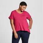 Women's Plus Size Mixed Media Short Sleeve T-shirt - Ava & Viv Berry Dot Print