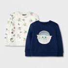 Toddler Boys' 2pc Lucas Baby Yoda Printed T-shirt - 12m, Ivory/blue