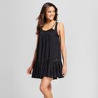 Mango Reef Women's Sleeveless Crochet Panel Cover Up Dress - Black