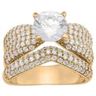 Tiara 3.52 Ct. T.w. 2 Piece Round-cut Pave Bridal Cubic Zirconia Ring In 14k Gold Over Silver - (8), Girl's, Yellow