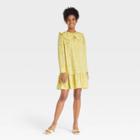 Women's Puff Long Sleeve Dress - Who What Wear Yellow Leopard Print