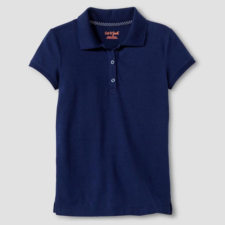 Girls' Pique Polo Shirt - Cat & Jack Nightfall Blue