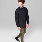 Men's Long Sleeve Long Line Button-down Shirt - Original Use Black