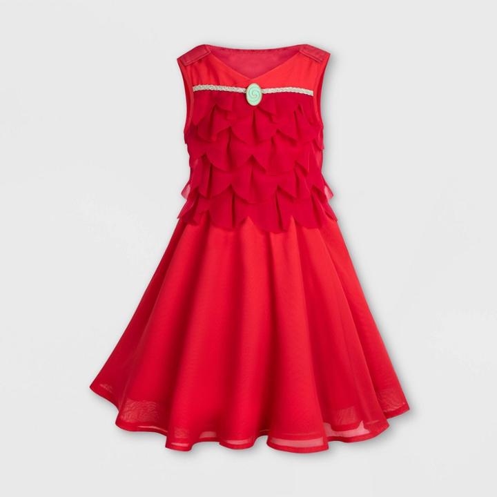 Girls' Disney Moana Adaptive Dress - Red Xs - Disney