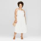 Women's Plus Size Button Front Tiered Dress - Universal Thread White