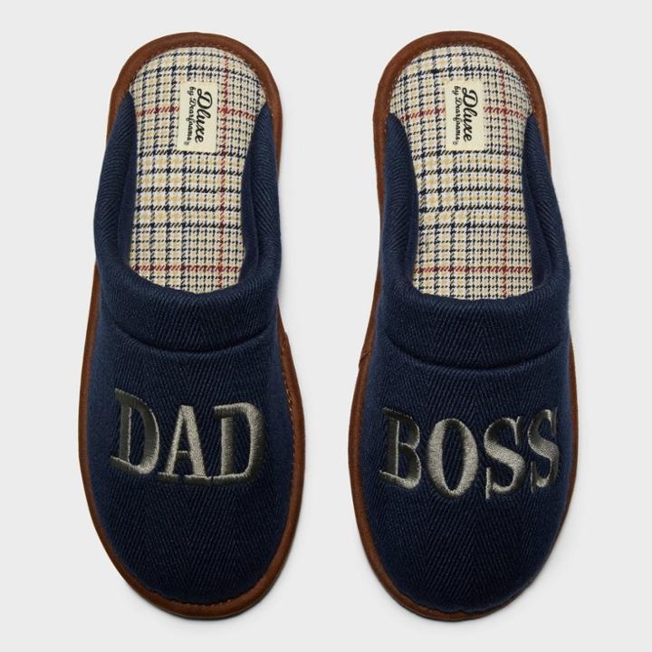Men's Dluxe By Dearfoams Dad Boss Fathers' Day Slippers - Navy Blue