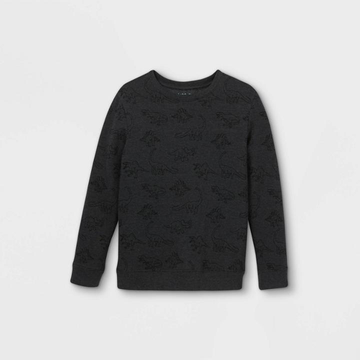 Boys' Dinosaur Print Pullover Sweatshirt - Cat & Jack Gray