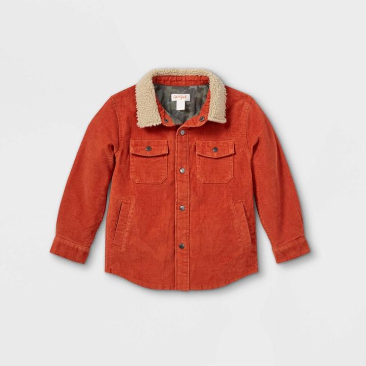 Toddler Boys' Corduroy And Sherpa Long Sleeve Button-down Shirt - Cat & Jack Brown