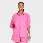 Women's Long Sleeve Oversized Button-down Boyfriend Shirt - A New Day