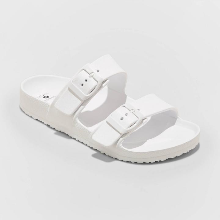 Women's Neida Wide Width Eva Two Band Slide Sandals - Shade & Shore White 5w, Women's,