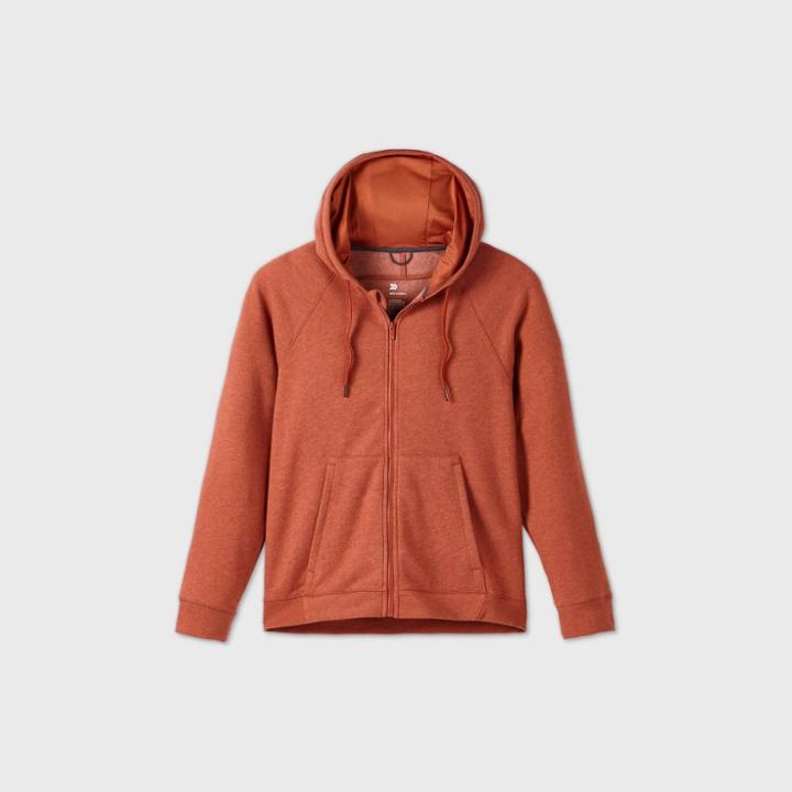 Men's Cotton Fleece Full Zip Hoodie Sweatshirt - All In Motion Rust