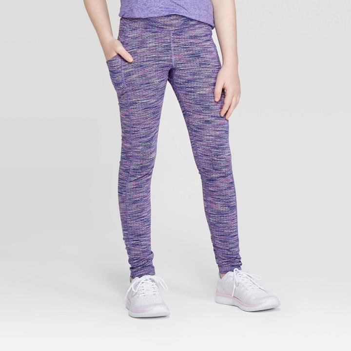 Girls' Jacquard Performance Leggings With Pockets - C9 Champion Lilac Purple