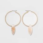 Semi-precious Stone With Brown Lip Shell Click Top Earrings - Universal Thread Tan, Women's