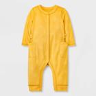 Baby Girls' Dot Adaptive Long Sleeve Snap Pants Romper - Cat & Jack Yellow/white