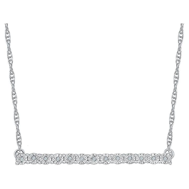Target Diamond Accent Round White Diamond Bar Necklace In Sterling Silver (i-j,i2-i3), Girl's