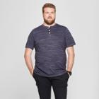 Target Men's Big & Tall Striped Regular Fit Short Sleeve Henley - Goodfellow & Co Federal Blue