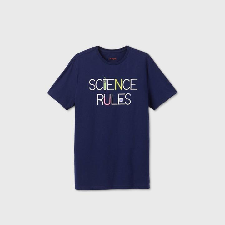 Men's Short Sleeve 'science Rules' Graphic T-shirt - Cat & Jack Navy