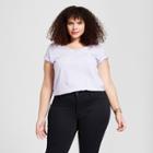Women's Plus Size Monterey Pocket V-neck Short Sleeve T-shirt - Universal Thread Purple