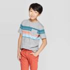 Boys' Short Sleeve Striped T-shirt - Cat & Jack Gray/orange