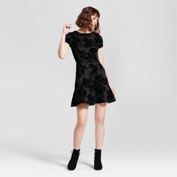 Women's Embossed Velvet Dress - Necessary Objects Black