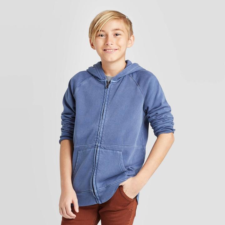 Boys' Long Sleeve Hooded Sweatshirt - Cat & Jack Navy Xs, Boy's, Blue