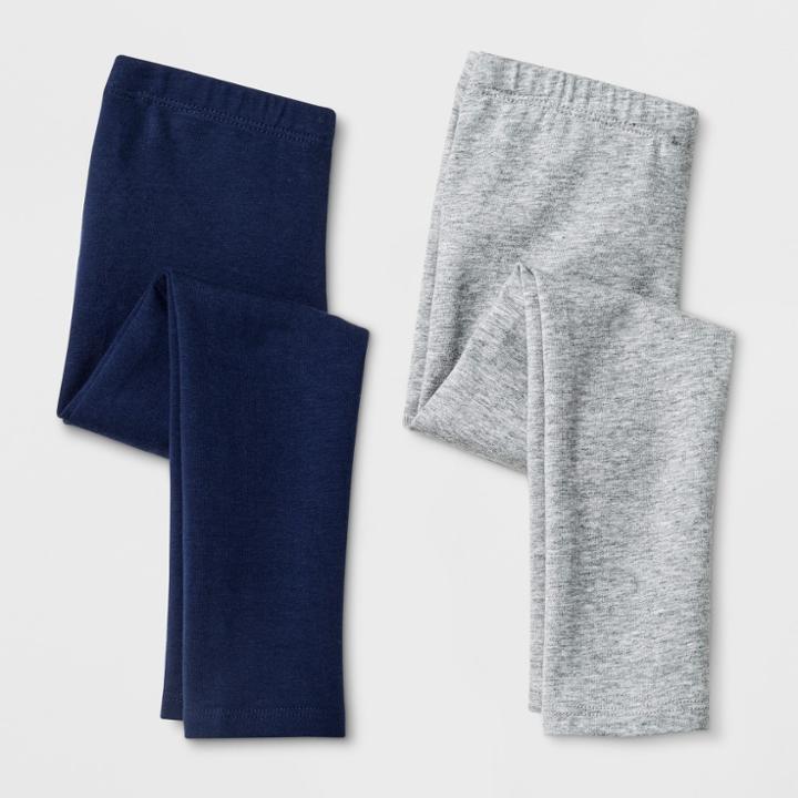 Toddler Girls' 2pk Leggings - Cat & Jack Navy & Gray 12m, Girl's, Blue