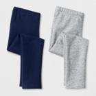 Toddler Girls' 2pk Leggings - Cat & Jack Navy & Gray 12m, Girl's, Blue