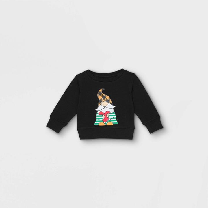 Well Worn Baby Gnomie Family Holiday Graphic Sweatshirt - Black