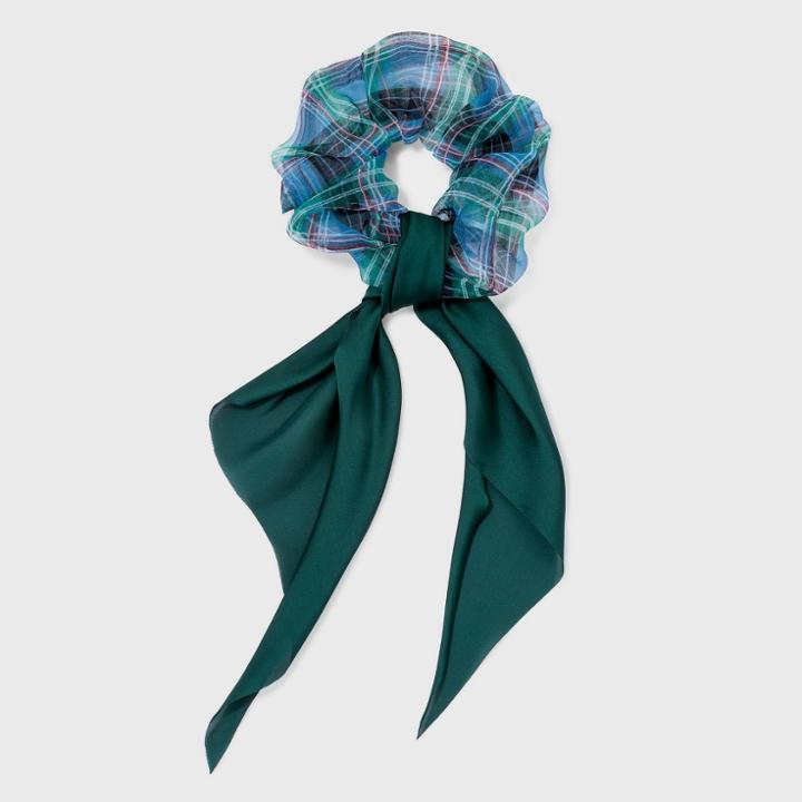 Plaid Check Organza Jumbo Scarf Hair Twisters - Wild Fable Green