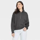 Women's French Terry Quarter Zip Sweatshirt - Universal Thread Dark Gray