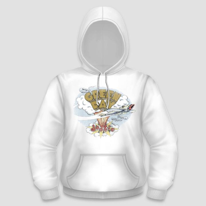 Men's Green Day Hooded Pullover Graphic Sweatshirt - White