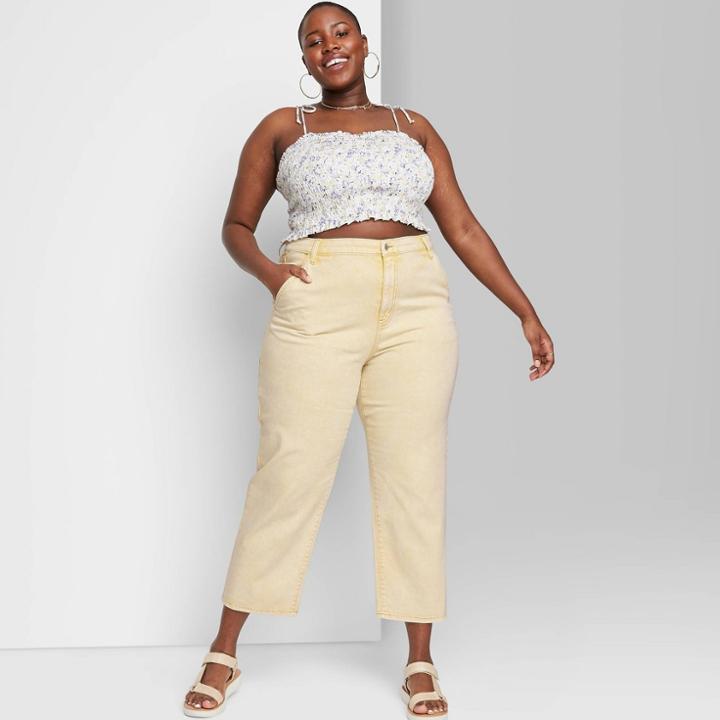 Women's Super-high Rise Straight Leg Utility Jeans - Wild Fable Acid Yellow
