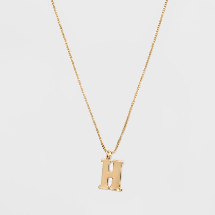 Gold Plated Initial H Pendant Necklace - A New Day Gold, Gold - H