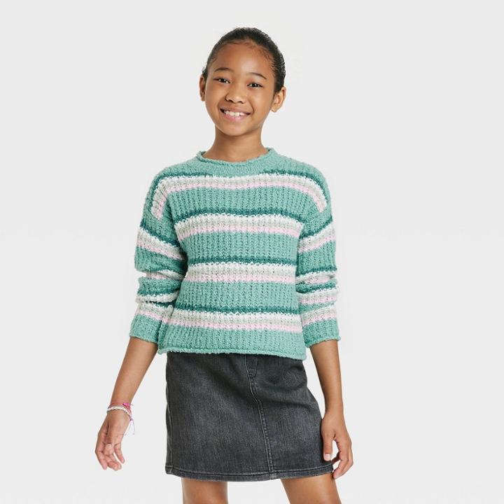 Girls' Pullover Sweater - Cat & Jack West Coast Green