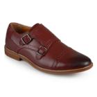 Men's Vance Co. Wayne Faux Leather Cap Toe Double Monk Strap Dress Shoes - Oxblood (red)