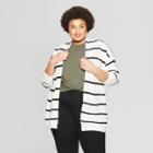 Women's Plus Size Striped Long Sleeve Open Layering Cardigan - Ava & Viv Black/white
