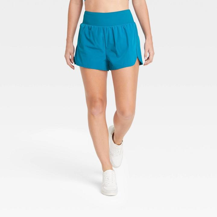 Women's Mid-rise Woven Run Shorts 2.5 - Joylab Teal Blue
