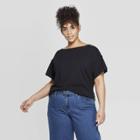 Women's Plus Size Short Sleeve Crewneck Relaxed T-shirt - Ava & Viv Black X