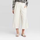 Women's High-rise Wide Leg Front Pleat Cropped Pants - Who What Wear Cream 2, Women's, Ivory