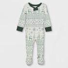 Hearth & Hand With Magnolia Baby Reindeer Good Tidings Union Suit Green/cream - Hearth & Hand With